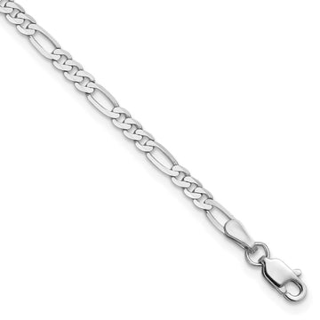 14K White Gold 10 inch 2.75mm Flat Figaro with Lobster Clasp Anklet